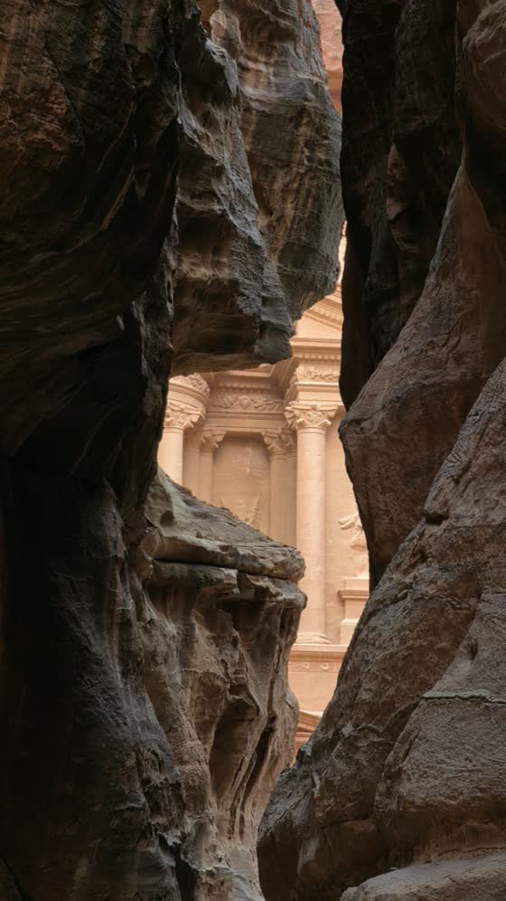 The Treasury at Petra through the Siq